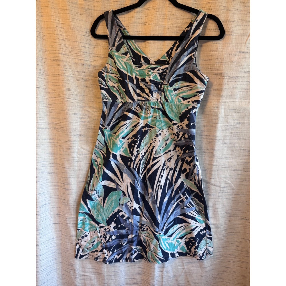 Tommy Bahama Womens XS Tropical Palm Leaf Print V-Neck Empire Waist Mini Dress